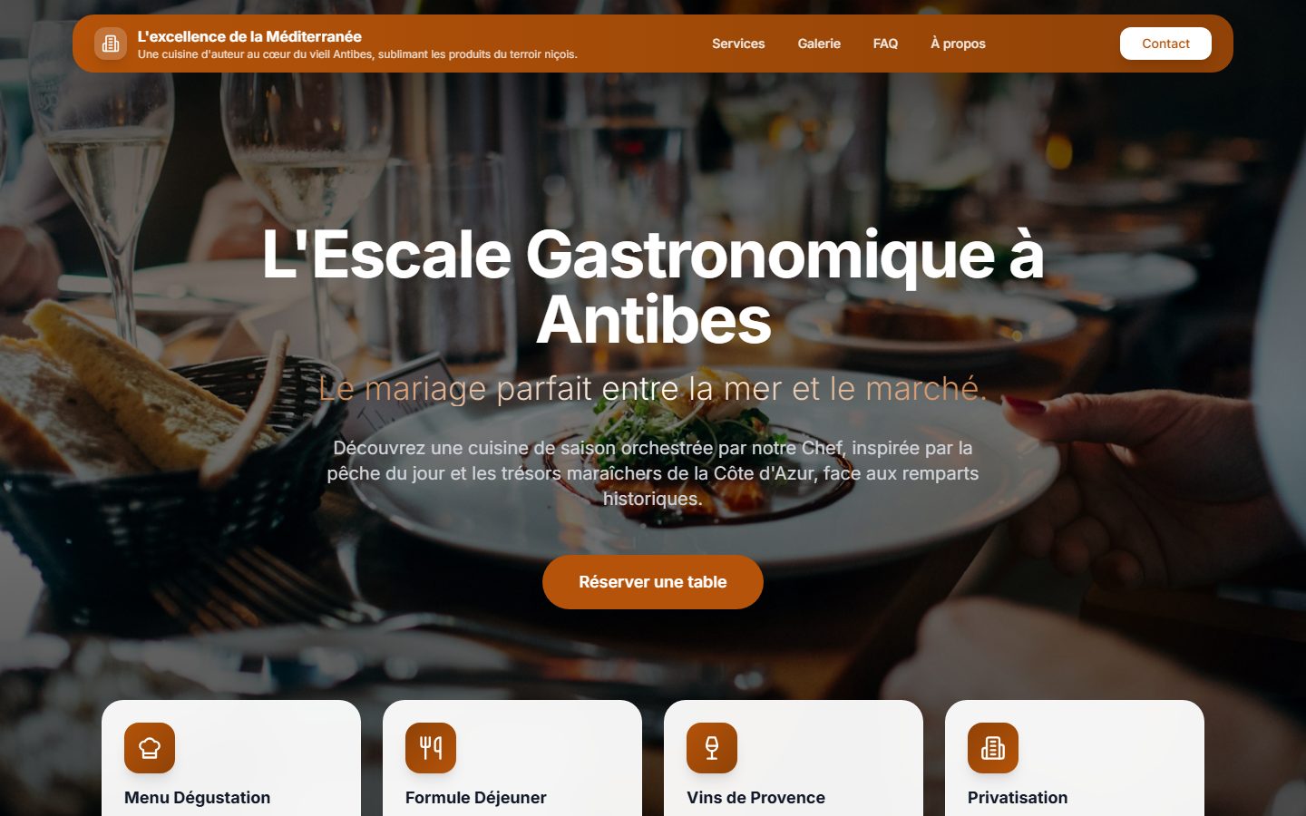 Capture du site La Table d'Azur, généré par l'outil