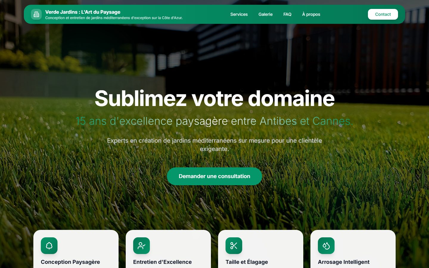 Capture du site Verde Jardins, généré par l'outil